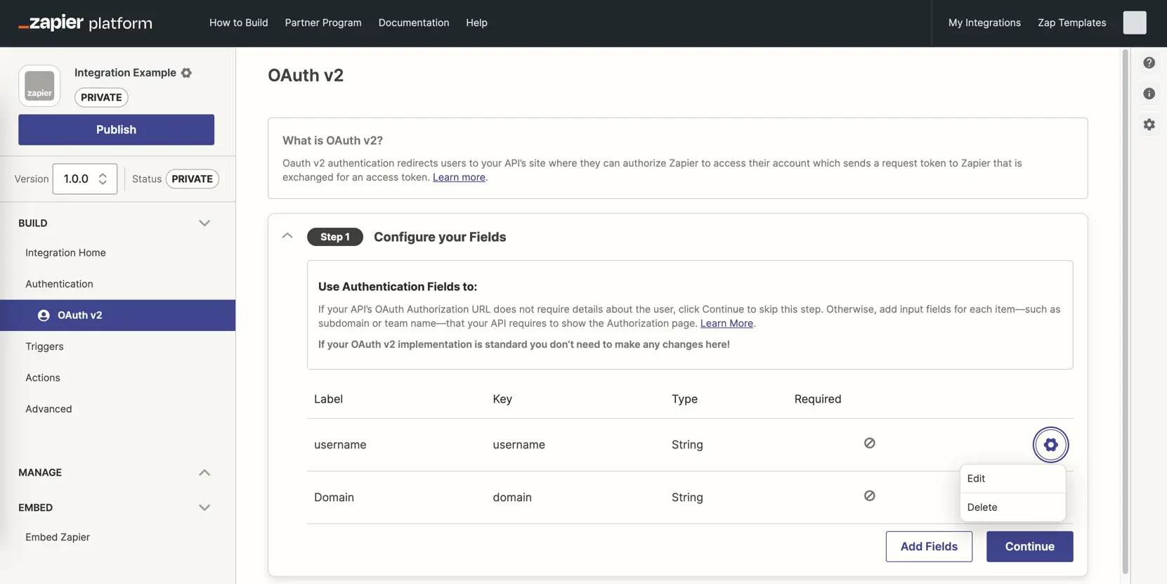 使用 OAuth v2 添加身份验证